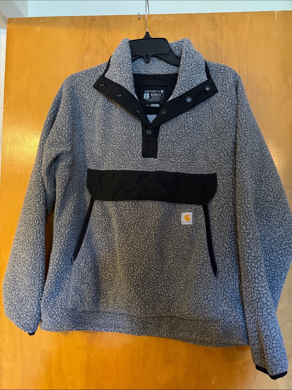 Carhartt Women’s Gray Sherpa Snap Pullover with Black Accents